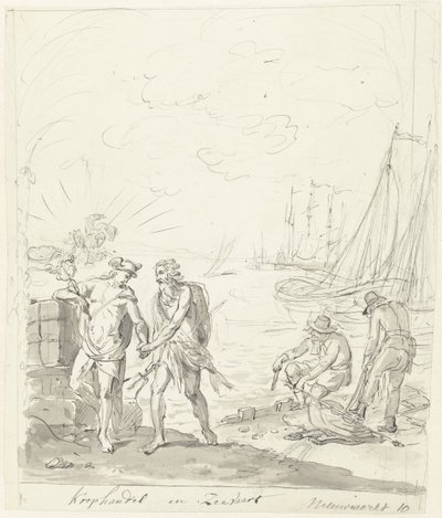 Comercio y navegación, decoración en el Nieuwmarkt, 1795 Comercio y envío (título sobre el objeto) de Johannes van Dregt (rejected attribution)