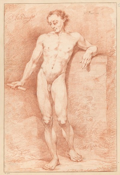 Desnudo masculino de pie, vista frontal (3er premio 1768) de Johannes van Dregt