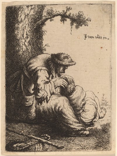 Mendiga Despiojando a un Niño de Johannes van Vliet