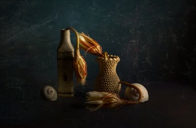 Naturaleza muerta floral marchita de John-Mei Zhong