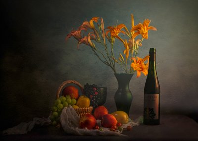Naturaleza muerta con vino de Moody de John-Mei Zhong