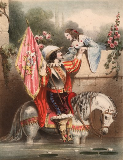 Mira sobre el Muro del Jardín Kate - soldado en un caballo blanco encontrándose con su amor de John (after) Brandard