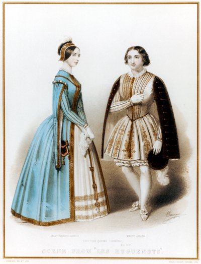 Pauline Viardot-Garcia, mezzosoprano y compositora francesa de nacimiento español, y Marietta Alboni, contralto italiana, en el Acto I, Escena 9 de Los hugonotes de Meyerbeer de John (after) Brandard