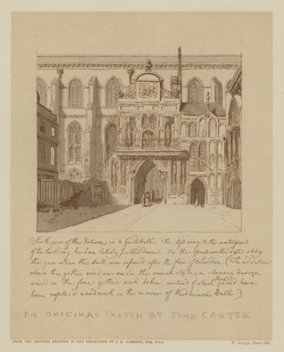 Vista sur de la entrada a Guildhall, Ciudad de Londres de John (after) Carter