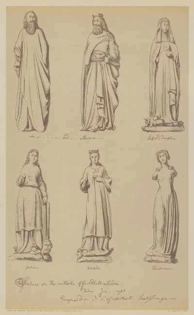 Estatuas en el exterior del Guildhall, Ciudad de Londres de John (after) Carter