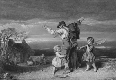 Ilustración para La Noche del Cottar por Robert Burns, Verso III (grabado) de John (after) Faed