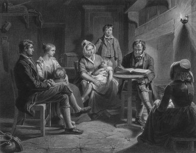 Ilustración para La Noche del Cottar de Robert Burns, Verso XII de John (after) Faed