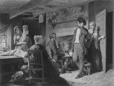 Ilustración para La Noche del Sábado del Cottar de Robert Burns, Versos VII y VIII de John (after) Faed