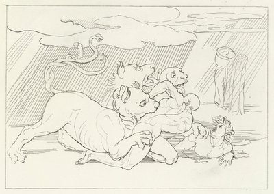 Cerbero, Infierno, Canto 6 (grabado) de John (after) Flaxman