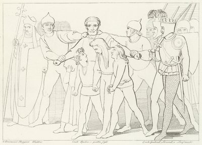 El conde Ugolino capturado, Infierno, Canto 33 (grabado) de John (after) Flaxman
