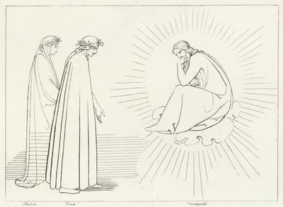 Dante hablando con Cacciaguida, Paraíso, Canto 17 de John (after) Flaxman