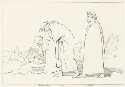 Dante Hablando con su Preceptor, Infierno, Canto 15 (grabado) de John (after) Flaxman