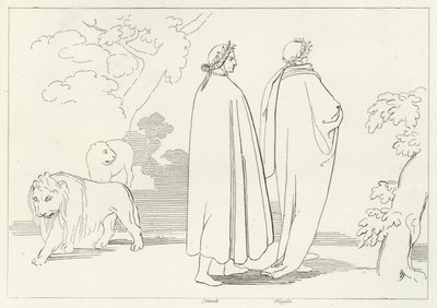 Entrando en el bosque oscuro, Infierno, Canto 1 (grabado) de John (after) Flaxman