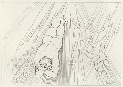 Lucifer, Purgatorio, Canto 12 (grabado) de John (after) Flaxman