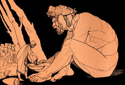 Odiseo da vino a Polifemo, La Odisea (impresión) de John (after) Flaxman