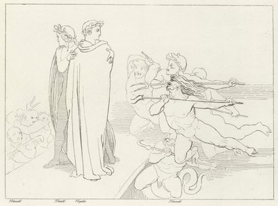 El puente, Infierno, Canto 21 de John (after) Flaxman