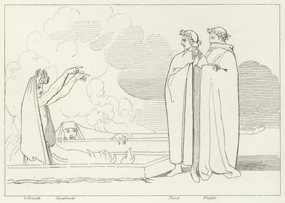 Los Sepulcros Ardientes, Infierno, Canto 10 de John (after) Flaxman