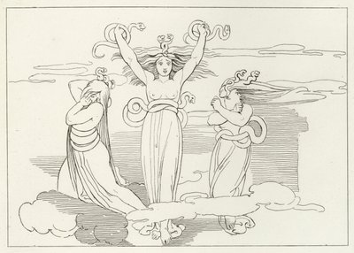 Las Furias, Infierno, Canto 9 (grabado) de John (after) Flaxman