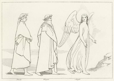 El ángel guía, Purgatorio, Canto 15 (grabado) de John (after) Flaxman