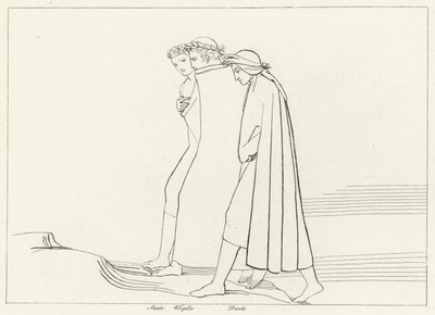 El encuentro con Estacio, Purgatorio, Canto 21 (grabado) de John (after) Flaxman