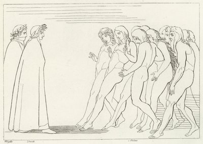 El vestíbulo del Purgatorio, Purgatorio, Canto 3 (grabado) de John (after) Flaxman