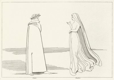Virgilio y Beatriz Reuniéndose, Infierno, Canto 2 (grabado) de John (after) Flaxman