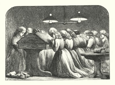 Oración vespertina en una escuela de niñas de John (after) Gilbert