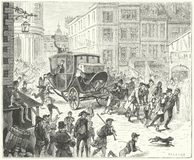 El diplomático francés Jacques Lauriston en Londres para transmitir la ratificación de la Paz de Amiens de John (after) Gilbert
