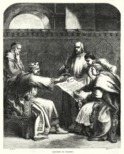 El rey Juan rechazando firmar la Carta Magna en Oxford, en 1215 de John (after) Gilbert