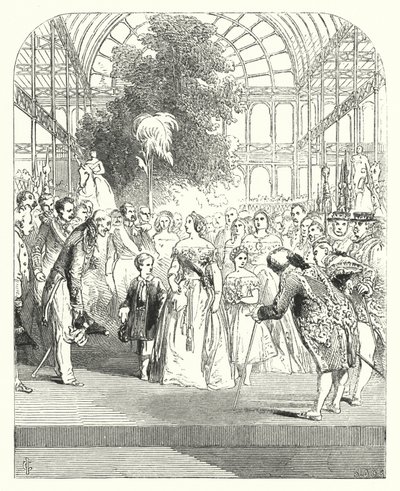 La reina Victoria y sus hijos visitando la Gran Exposición de 1851, Crystal Palace, Hyde Park, Londres de John (after) Gilbert