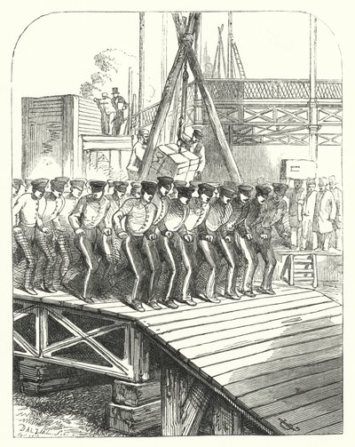 Zapadores y mineros trabajando en el sitio del Crystal Palace, Hyde Park, Londres, sede de la Gran Exposición de 1851 (grabado) de John (after) Gilbert
