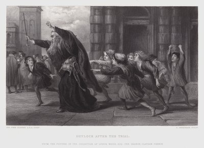 Shylock después del juicio (grabado) de John (after) Gilbert
