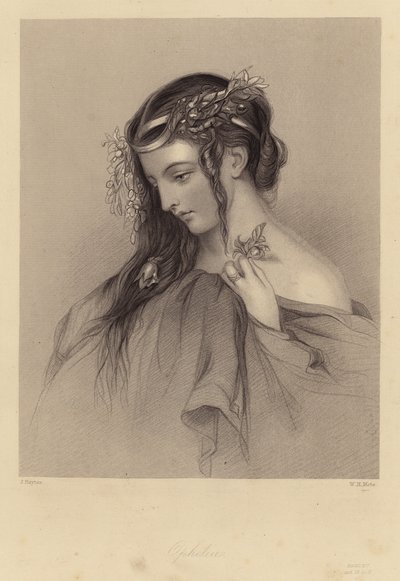 Shakespeare: Hamlet, Ofelia, Acto IV, Escena V (grabado) de John (after) Hayter