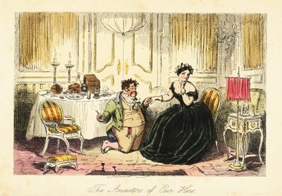 Caballero inglés cortejando a una joven en un restaurante en una posada de John (after) Leech
