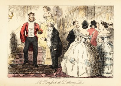 Caballero inglés con ropa formal asistiendo a una cena de John (after) Leech