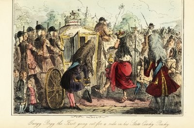 El rey Jorge I de Inglaterra abordando el carruaje real hacia Osnabruck la noche de su muerte, 22 de junio de 1727 de John (after) Leech