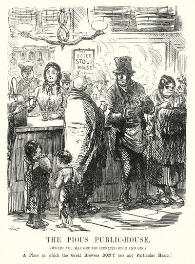 Caricatura de Punch: La casa pública piadosa de John (after) Leech