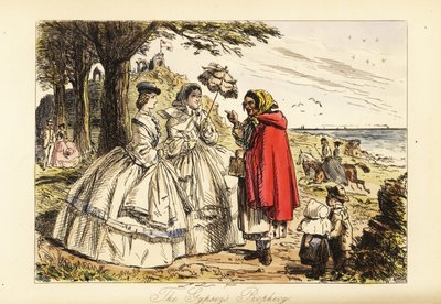Rosa McDermott y su madre escuchando una profecía de una adivina gitana durante un paseo de John (after) Leech