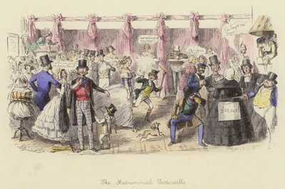 The Matrimonial Tattersalls (grabado en color) de John (after) Leech