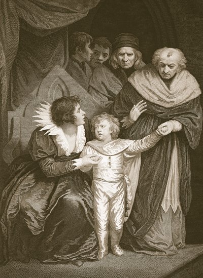 Duque de York, hermano de Eduardo V, entregado por la Reina, grabado por J. Fittler, ilustración de 