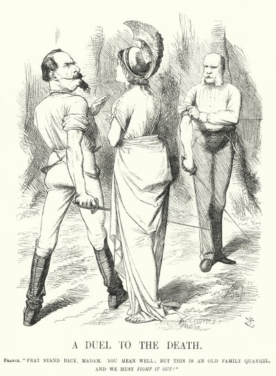 Caricatura de Punch: Un Duelo a Muerte - la Guerra Franco-Prusiana de John (after) Tenniel