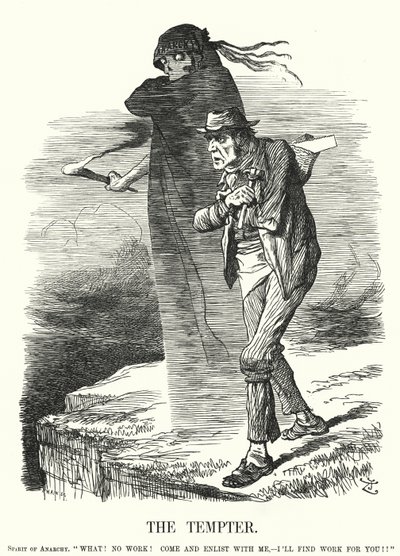 Caricatura de Punch: El Tentador - tentación del anarquismo para los desempleados (grabado) de John (after) Tenniel