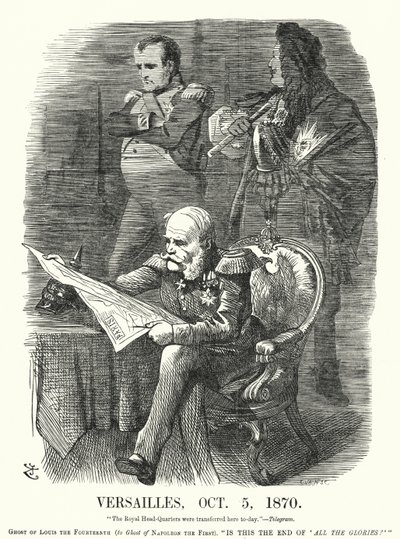 Caricatura de Punch: Versalles, 5 de octubre de 1870 - la humillación de Francia en la Guerra Franco-Prusiana de John (after) Tenniel