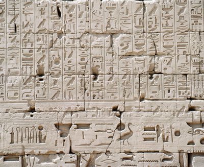 Egipto, Gobernación de Luxor, Karnak, Gran Templo de Amón, Gran Sala Hipóstila, detalle de la pared exterior de Walter Charles Mills
