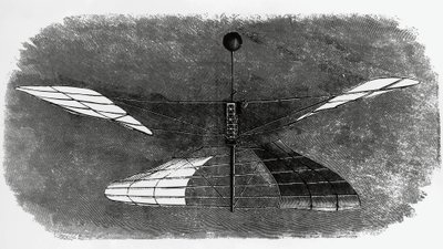 Helicóptero de Enrico Forlanini (1848-1930), dibujo a tinta, Italia de Walter Charles Mills