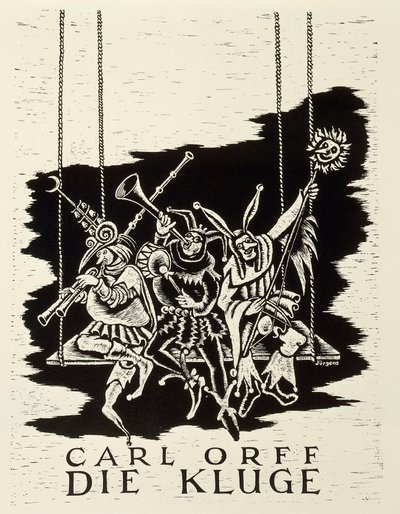 Cartel de la premiere de Die Kluge (La mujer sabia) de Carl Orff en Frankfurt de Walter Charles Mills