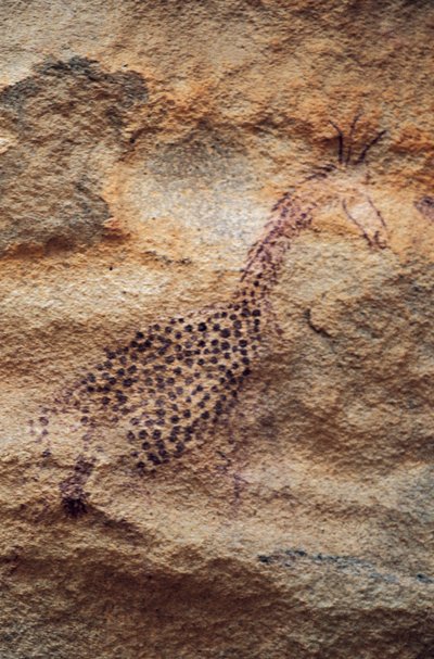 Jirafa, pintura rupestre, Período Pastoral (4000-2500 a.C.), Tassili n