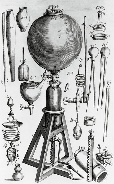 Nuevos experimentos físico-mecánicos de aire, por Robert Boyle (1627-1691), grabado de Walter Charles Mills