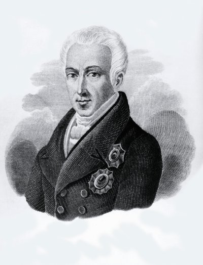 Retrato del Conde Ioannis Antonios Kapodistrias (1776-1831), Presidente de la República Griega de 1828 a 1831, grabado de Walter Charles Mills