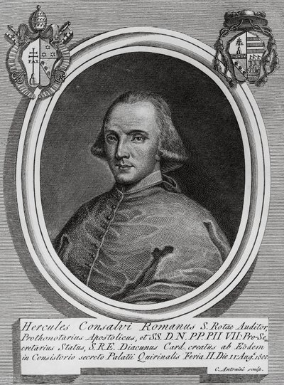 Retrato de Ercole Consalvi (1757-1824), cardenal y político italiano, grabado por Carlo Antonini de Walter Charles Mills